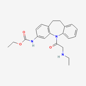 Carbamic acid, (5-((ethylamino)acetyl)-10,11-dihydro-5H-dibenz(b,f)azepin-3-yl)-, ethyl ester