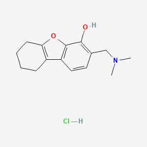 molecular formula C15H20ClNO2 B12772976 4-Dibenzofuranol, 6,7,8,9-tetrahydro-3-((dimethylamino)methyl)-, hydrochloride CAS No. 118638-04-3