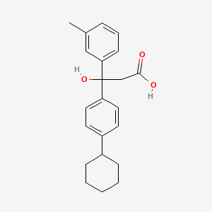 molecular formula C22H26O3 B12773012 (+-)-beta-(p-Cyclohexylphenyl)-beta-(m-tolyl)hydracrylic acid CAS No. 95711-61-8