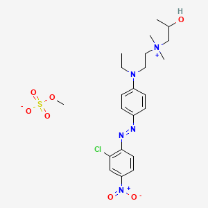 molecular formula C21H29ClN5O3.CH3O4S<br>C22H32ClN5O7S B12773028 (2-((4-((2-Chloro-4-nitrophenyl)azo)phenyl)ethylamino)ethyl)(2-hydroxypropyl)dimethylammonium methyl sulphate CAS No. 85187-97-9