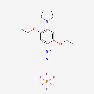 molecular formula C14H20F6N3O2P B12773033 Benzenediazonium, 2,5-diethoxy-4-(1-pyrrolidinyl)-, hexafluorophosphate(1-) CAS No. 71598-28-2