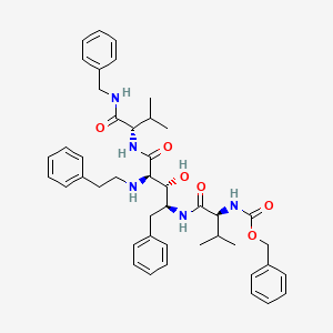 L-Lyxonamide, 2,4,5-trideoxy-4-((3-methyl-1-oxo-2-(((phenylmethoxy)carbonyl)amino)butyl)amino)-N-(2-methyl-1-(((phenylmethyl)amino)carbonyl)propyl)-5-phenyl-2-((2-phenylethyl)amino)-, (1(S),4(S))-