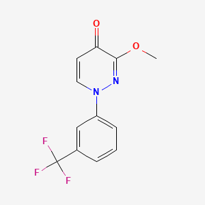 molecular formula C12H9F3N2O2 B12773048 4(1H)-Pyridazinone, 3-methoxy-1-(3-(trifluoromethyl)phenyl)- CAS No. 146824-82-0