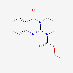 molecular formula C14H15N3O3 B12773099 2H-Pyrimido(2,1-b)quinazoline-1(6H)-carboxylic acid, 3,4-dihydro-6-oxo-, ethyl ester CAS No. 160776-56-7