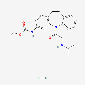 Carbamic acid, (10,11-dihydro-5-(((1-methylethyl)amino)acetyl)-5H-dibenz(b,f)azepin-3-yl)-, ethyl ester, monohydrochloride