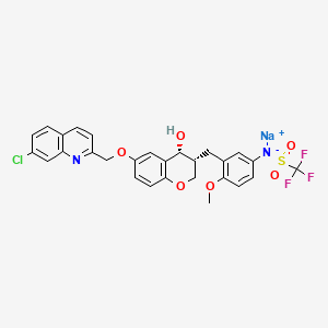 sodium;[3-[[(3R,4R)-6-[(7-chloroquinolin-2-yl)methoxy]-4-hydroxy-3,4-dihydro-2H-chromen-3-yl]methyl]-4-methoxyphenyl]-(trifluoromethylsulfonyl)azanide