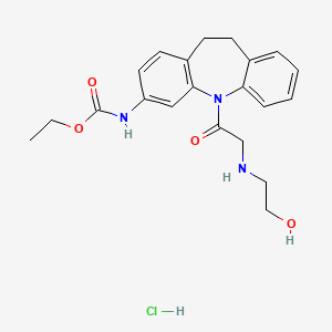 Carbamic acid, (10,11-dihydro-5-(((2-hydroxyethyl)amino)acetyl)-5H-dibenz(b,f)azepin-3-yl)-, ethyl ester, monohydrochloride