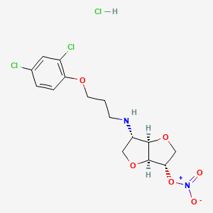 molecular formula C15H19Cl3N2O6 B12773743 [(3S,3aR,6S,6aS)-3-[3-(2,4-dichlorophenoxy)propylamino]-2,3,3a,5,6,6a-hexahydrofuro[3,2-b]furan-6-yl] nitrate;hydrochloride CAS No. 81785-51-5