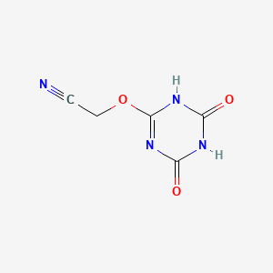 molecular formula C5H4N4O3 B12773771 Acetonitrile, ((1,4,5,6-tetrahydro-4,6-dioxo-1,3,5-triazin-2-yl)oxy)-, dihydrate CAS No. 137522-78-2