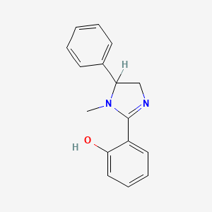 molecular formula C16H16N2O B12773800 Phenol, 2-(4,5-dihydro-1-methyl-5-phenyl-1H-imidazol-2-yl)- CAS No. 86002-62-2