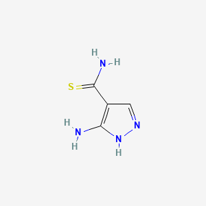 molecular formula C4H6N4S B1277448 5-amino-1H-pyrazole-4-carbothioamide CAS No. 34954-13-7