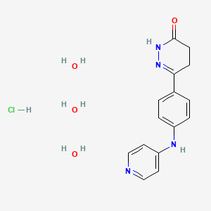 molecular formula C15H21ClN4O4 B12774894 Senazodan hydrochloride trihydrate CAS No. 474941-42-9