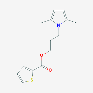 molecular formula C14H17NO2S B12774923 2-Thiophenecarboxylic acid, 3-(2,5-dimethyl-1-pyrrolyl)propyl ester CAS No. 92251-10-0