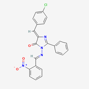 molecular formula C23H15ClN4O3 B12774943 4-(p-Chlorobenzylidene)-1-((o-nitrobenzylidene)amino)-2-phenyl-2-imidazolin-5-one CAS No. 126245-07-6