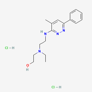 molecular formula C17H26Cl2N4O B12775018 Ethanol, 2-(ethyl(2-((4-methyl-6-phenyl-3-pyridazinyl)amino)ethyl)amino)-, dihydrochloride CAS No. 86663-12-9