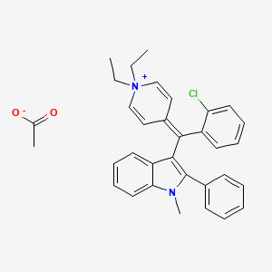 molecular formula C33H33ClN2O2 B12775029 (4-((2-Chlorophenyl)(1-methyl-2-phenyl-1H-indol-3-yl)methylene)-2,5-cyclohexadien-1-ylidene)diethylammonium acetate CAS No. 83968-92-7