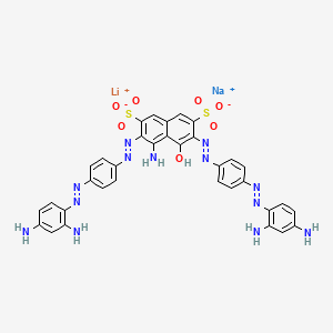 molecular formula C34H27LiN13NaO7S2 B12775042 4-Amino-3,6-bis((4-((2,4-diaminophenyl)azo)phenyl)azo)-5-hydroxynaphthalene-2,7-disulphonic acid, lithium sodium salt CAS No. 83221-72-1