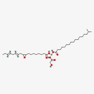 molecular formula C38H70O8Ti B12775049 Titanium, ((hydroxy-kappaO)acetato-kappaO)(isooctadecanoato-kappaO)(3-(2,5-octadienyl)oxiraneoctanoato-kappaO2)- CAS No. 69103-14-6