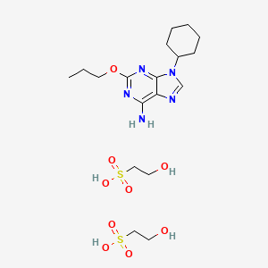 molecular formula C18H33N5O9S2 B12775055 9H-Purin-6-amine, 9-cyclohexyl-2-propoxy-, bis(2-hydroxyethanesulfonate) CAS No. 77429-77-7