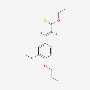 molecular formula C15H20O3S B12775080 Cinnamic acid, (3-methoxy-4-propoxy)thio-, O-ethyl ester CAS No. 117683-18-8