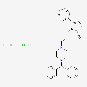 molecular formula C29H33Cl2N3OS B12775096 3-(3-(4-(Diphenylmethyl)-1-piperazinyl)propyl)-4-phenyl-4-thiazolin-2-one dihydrochloride H2O CAS No. 109758-41-0