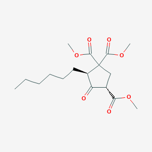 molecular formula C17H26O7 B12775106 1,1,3-Cyclopentanetricarboxylic acid, 5-hexyl-4-oxo-, 1,1,3-trimethyl ester CAS No. 73545-13-8