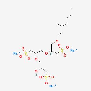 molecular formula C17H33Na3O13S3 B12775202 1-Propanesulfonic acid, 2-(2-hydroxy-3-sulfopropoxy)-3-(1-(((3-methylheptyl)oxy)methyl)-2-sulfoethoxy)-, trisodium salt CAS No. 70776-16-8