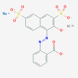 molecular formula C17H8AlN2NaO9S2 B12775265 Aluminate(1-), (2-((2-(hydroxy-kappaO)-3,6-disulfo-1-naphthalenyl)azo-kappaN1)benzoato(4-)-kappaO)-, sodium CAS No. 160828-79-5