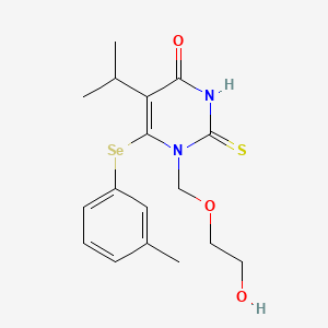 4(1H)-Pyrimidinone, 2,3-dihydro-1-((2-hydroxyethoxy)methyl)-5-(1-methylethyl)-6-((3-methylphenyl)seleno)-2-thioxo-