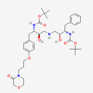 12-Oxa-2,6,10-triazatetradecanoic acid, 4,8-dihydroxy-13,13-dimethyl-11-oxo-3-((4-(3-(3-oxo-4-morpholinyl)propoxy)phenyl)methyl)-9-(phenylmethyl)-, 1,1-dimethylethyl ester, (3S-(3R*,4S*,8S*,9R*))-