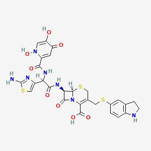 5-Thia-1-azabicyclo(4.2.0)oct-2-ene-2-carboxylic acid, 7-(((2-amino-4-thiazolyl)(((1,4-dihydro-1,5-dihydroxy-4-oxo-2-pyridinyl)carbonyl)amino)acetyl)amino)-3-(((2,3-dihydro-1H-indol-5-yl)thio)methyl)-8-oxo-, (6R-(6-alpha,7-beta))-