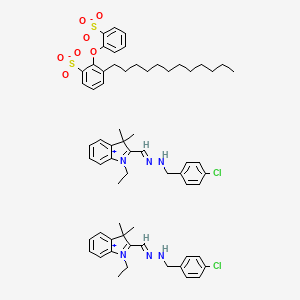 1-(4-chlorophenyl)-N-[(E)-(1-ethyl-3,3-dimethylindol-1-ium-2-yl)methylideneamino]methanamine;3-dodecyl-2-(2-sulfonatophenoxy)benzenesulfonate