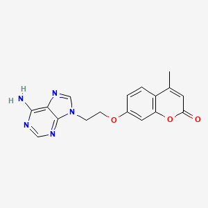 molecular formula C17H15N5O3 B12775871 2H-1-Benzopyran-2-one, 7-(2-(6-amino-9H-purin-9-yl)ethoxy)-4-methyl- CAS No. 155272-63-2