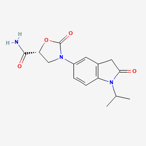 (5R)-2-oxo-3-(2-oxo-1-propan-2-yl-3H-indol-5-yl)-1,3-oxazolidine-5-carboxamide