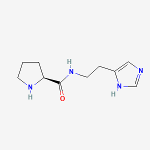 molecular formula C10H16N4O B12775946 Prolinamidoethyl imidazole CAS No. 169283-82-3