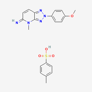 molecular formula C20H21N5O4S B12776024 5H-1,2,3-Triazolo(4,5-b)pyridin-5-imine, 2,4-dihydro-2-(4-methoxyphenyl)-4-methyl-, mono(4-methylbenzenesulfonate) CAS No. 72302-06-8