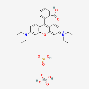 molecular formula C28H34MoN2O10Si B12776038 Xanthylium, 9-(2-carboxyphenyl)-3,6-bis(diethylamino)-, molybdatesilicate CAS No. 62973-79-9