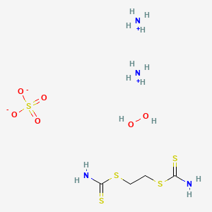 molecular formula C4H18N4O6S5 B12776047 Diazanium;2-carbamothioylsulfanylethyl carbamodithioate;hydrogen peroxide;sulfate 