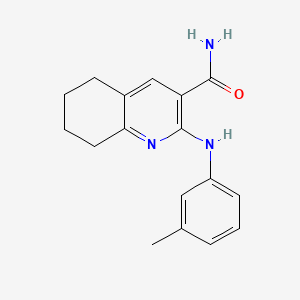 molecular formula C17H19N3O B12776060 3-Quinolinecarboxamide, 5,6,7,8-tetrahydro-2-((3-methylphenyl)amino)- CAS No. 117052-09-2