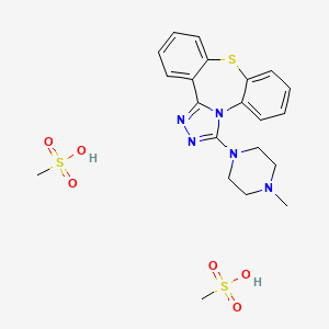 molecular formula C21H27N5O6S3 B12776133 Dibenzo(b,f)-1,2,4-triazolo(4,3-d)(1,4)thiazepine, 3-(4-methyl-1-piperazinyl)-, dimethanesulfonate CAS No. 87213-38-5