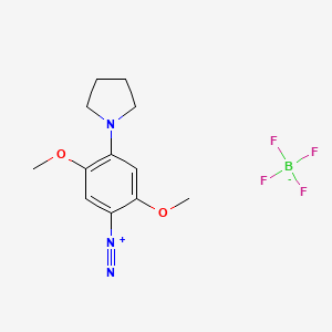 molecular formula C12H16BF4N3O2 B12776161 2,5-Dimethoxy-4-(1-pyrrolidinyl)benzenediazonium tetrafluoroborate CAS No. 52018-21-0