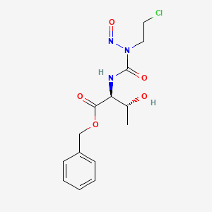 molecular formula C14H18ClN3O5 B12776191 Threonine, N-((2-chloroethyl)nitrosocarbamoyl)-, benzyl ester, L- CAS No. 96409-02-8