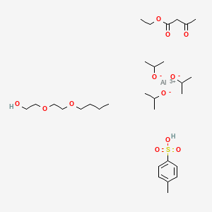 molecular formula C30H57AlO12S B12776212 Aluminum;2-(2-butoxyethoxy)ethanol;ethyl 3-oxobutanoate;4-methylbenzenesulfonic acid;propan-2-olate 