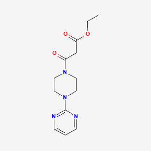 molecular formula C13H18N4O3 B12776236 1-Piperazinepropanoic acid, beta-oxo-4-(2-pyrimidinyl)-, ethyl ester CAS No. 164468-02-4