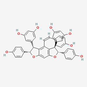 molecular formula C42H32O9 B12776280 Suffruticosol D, cis- CAS No. 1261292-12-9