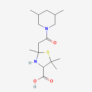 molecular formula C16H28N2O3S B12776304 2-(2-(3,5-Dimethyl-1-piperidinyl)-2-oxoethyl)-2,5,5-trimethyl-4-thiazolidinecarboxylic acid CAS No. 85486-57-3