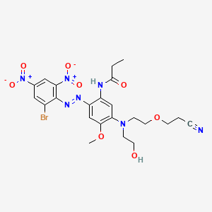 molecular formula C23H26BrN7O8 B12776362 Propanamide, N-[2-[(2-bromo-4,6-dinitrophenyl)azo]-5-[[2-(2-cyanoethoxy)ethyl](2-hydroxyethyl)amino]-4-methoxyphenyl]- CAS No. 71701-29-6