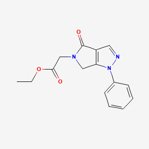 molecular formula C15H15N3O3 B12776370 Pyrrolo(3,4-c)pyrazole-5(1H)-acetic acid, 4,6-dihydro-4-oxo-1-phenyl-, ethyl ester CAS No. 141581-91-1