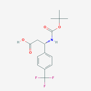 molecular formula C15H18F3NO4 B1277640 (S)-3-((叔丁氧羰基)氨基)-3-(4-(三氟甲基)苯基)丙酸 CAS No. 500770-79-6