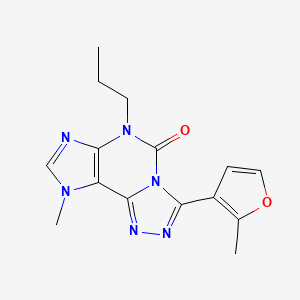 5H-1,2,4-Triazolo(3,4-i)purin-5-one, 6,9-dihydro-9-methyl-3-(2-methyl-3-furanyl)-6-propyl-